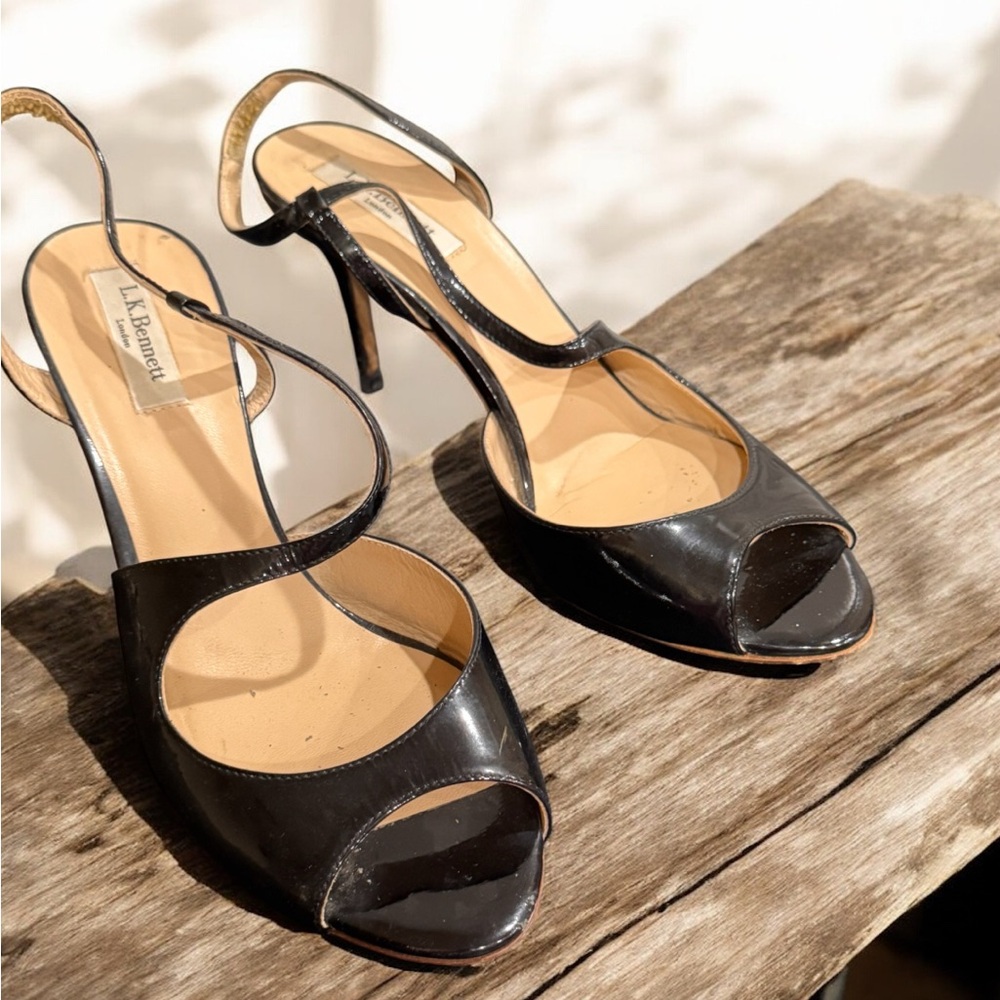 LK Bennett Black patent leather Strappy Heels size 9